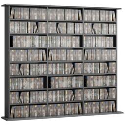 HOMCOM DVD Storage Unit, Media Storage Shelf with 24 Compartments, Black - thumbnail 2