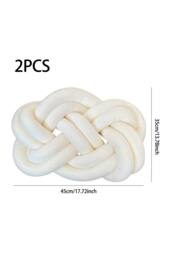 Living and Home 2Pcs Unique Knot Design Throw Pillows for Home Decor in Cream - thumbnail 7