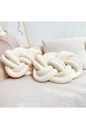 Living and Home 2Pcs Unique Knot Design Throw Pillows for Home Decor in Cream - thumbnail 1