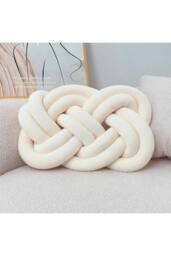 Living and Home 2Pcs Unique Knot Design Throw Pillows for Home Decor in Cream - thumbnail 2