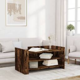 Berkfield Home Coffee Table Smoked Oak 100x50x50 cm Engineered Wood in Brown - Size: 100 x 50 x 50 cm - thumbnail 2