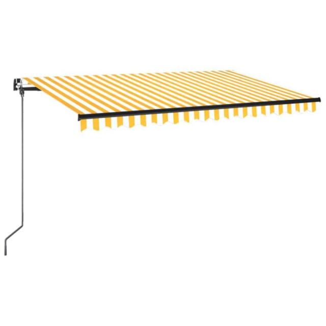Berkfield Home Manual Retractable Awning with LED 450x350 cm Yellow & White - image 1