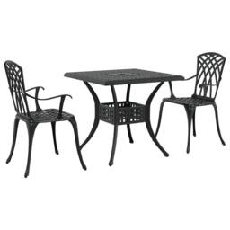 Berkfield Home 3-Piece Garden Bistro Set - Black Cast Aluminum - thumbnail 2