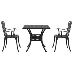 Berkfield Home 3-Piece Garden Bistro Set - Black Cast Aluminum - thumbnail 6