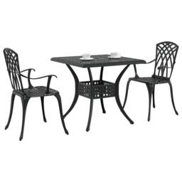 Berkfield Home 3-Piece Garden Bistro Set - Black Cast Aluminum - thumbnail 3