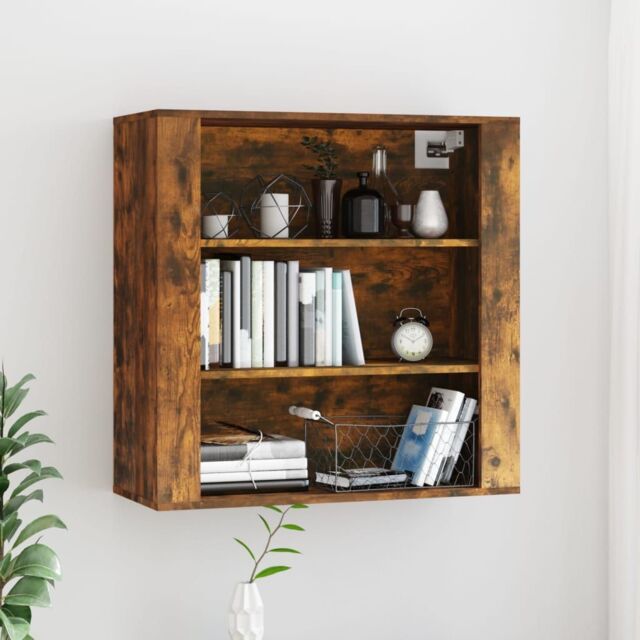 Berkfield Home Wall Cabinet Smoked Oak 80x33x80 cm Engineered Wood in Brown - Size: 80 x 33 x 80 cm - image 1