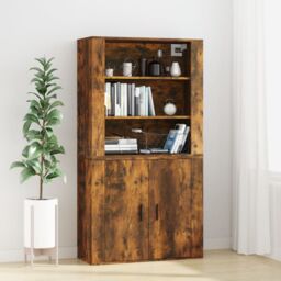 Berkfield Home Wall Cabinet Smoked Oak 80x33x80 cm Engineered Wood in Brown - Size: 80 x 33 x 80 cm - thumbnail 6