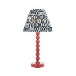 Netlighting Higgledy Gloss Pink Table Lamp Blue Fabric Ripple Shade 25cm E14