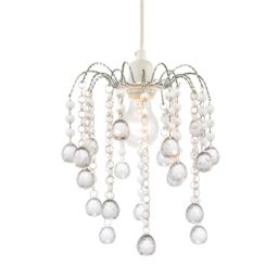 Happy Homewares Chic Waterfall Pendant Light Shade with Clear Acrylic Balls & Beads in Silver - thumbnail 2