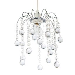 Happy Homewares Chic Waterfall Pendant Light Shade with Clear Acrylic Balls & Beads in Silver - thumbnail 5