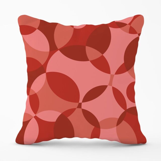 Warren Reed - Designer Red Circle Pattern Outdoor Cushion - Size: 45 cm x 45 cm - image 1