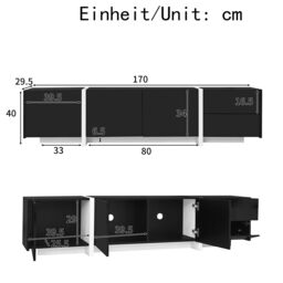 Matteo Black & White High-Gloss Modern TV Cabinet with LED Strip - thumbnail 5
