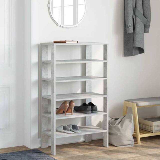 Berkfield Home Shoe Rack Concrete Oak 61x32x105 cm Engineered Wood in Grey - Size: 61 x 32 x 105 cm - image 1