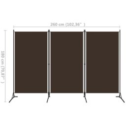 Berkfield Home 3-Panel Room Divider Brown 260x180 cm - thumbnail 5