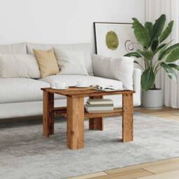 Berkfield Home Coffee Table Old Wood 60x60x42 cm Engineered Wood in Brown - Size: 60 x 60 x 42 cm - thumbnail 3