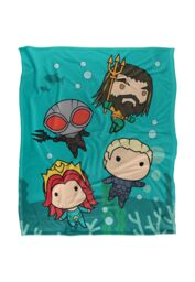 Aquaman and The Lost Kingdom Blanket, 152x127 cm Chibi Action Silky Touch Super Soft Throw Blanket in White - thumbnail 1