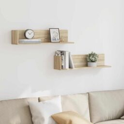 Berkfield Home Wall Shelves 2 pcs Sonoma Oak 75x16.5x16.5 cm Engineered Wood in Brown - thumbnail 3