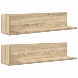 Berkfield Home Wall Shelves 2 pcs Sonoma Oak 75x16.5x16.5 cm Engineered Wood in Brown - thumbnail 2