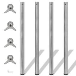 Berkfield Home Sturdy 4 Height Adjustable Table Legs Brushed Nickel 1100 mm in Silver - thumbnail 2