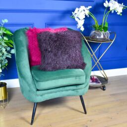 Madison & Mayfair Square Cushion Mongolian Lamb with Real Suede Aubergine - thumbnail 2