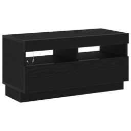 Berkfield Home TV Cabinet with LED Lights - Black Oak, 80x35x40 cm, Made of Engineered Wood - Size: 80 x 35 x 40 cm - thumbnail 2