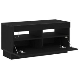 Berkfield Home TV Cabinet with LED Lights - Black Oak, 80x35x40 cm, Made of Engineered Wood - Size: 80 x 35 x 40 cm - thumbnail 4