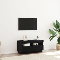 Berkfield Home TV Cabinet with LED Lights - Black Oak, 80x35x40 cm, Made of Engineered Wood - Size: 80 x 35 x 40 cm - thumbnail 1