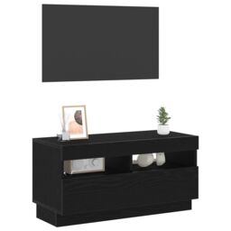 Berkfield Home TV Cabinet with LED Lights - Black Oak, 80x35x40 cm, Made of Engineered Wood - Size: 80 x 35 x 40 cm - thumbnail 3