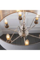 Netlighting Highclere Cylindrical Pendant Light Bright Nickel Plate Charcoal Fabric in Grey - thumbnail 3
