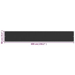 Berkfield Home Balcony Screen HDPE 90x600 cm Anthracite in Black - thumbnail 5
