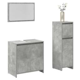Berkfield Home Durable 3 Piece Bathroom Furniture Set Concrete Grey Engineered Wood - thumbnail 2