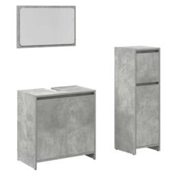 Berkfield Home Durable 3 Piece Bathroom Furniture Set Concrete Grey Engineered Wood - thumbnail 3