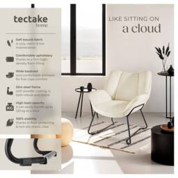 tectake Armchair Kjeld 1 - Cream-White in Cream - Size: 1 Pack - thumbnail 2