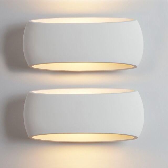 Harper Living 2X Large Wall Sconce Lamp with White Oval Ceramic Shade, Plaster Wall Light - image 1