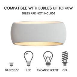 Harper Living 2X Large Wall Sconce Lamp with White Oval Ceramic Shade, Plaster Wall Light - thumbnail 5