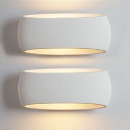 Harper Living 2X Large Wall Sconce Lamp with White Oval Ceramic Shade, Plaster Wall Light