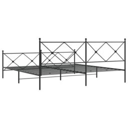 Berkfield Home Metal Bed Frame without Mattress with Footboard Black 193x203cm - Size: 193x203 cm - thumbnail 6