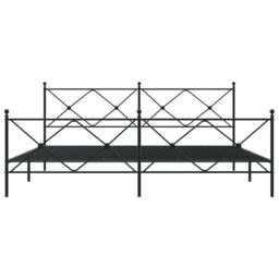Berkfield Home Metal Bed Frame without Mattress with Footboard Black 193x203cm - Size: 193x203 cm - thumbnail 4