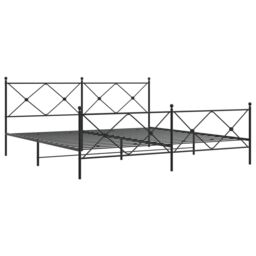 Berkfield Home Metal Bed Frame without Mattress with Footboard Black 193x203cm - Size: 193x203 cm - thumbnail 3