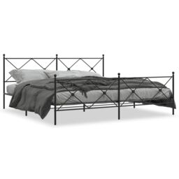 Berkfield Home Metal Bed Frame without Mattress with Footboard Black 193x203cm - Size: 193x203 cm - thumbnail 2