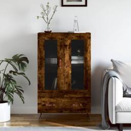 Berkfield Home Highboard Smoked Oak 69.5x31x115 cm Engineered Wood in Brown - thumbnail 2