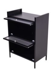 Living and Home Black Steel File Cabinet with Transparent Flip-Up Door - thumbnail 5