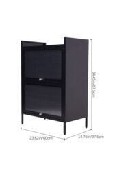 Living and Home Black Steel File Cabinet with Transparent Flip-Up Door - thumbnail 7