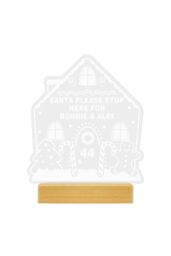 Personalised Memento Company Personalised Gingerbread House Christmas Wooden Based LED Light in Light Brown - thumbnail 1