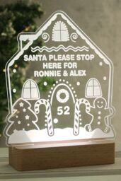 Personalised Memento Company Personalised Gingerbread House Christmas Wooden Based LED Light in Light Brown - thumbnail 4
