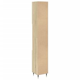 Berkfield Home Bathroom Cabinet Sonoma Oak 30x30x190cm Engineered Wood in Brown - Size: 30 x 30 x 190 cm - thumbnail 6