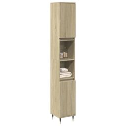 Berkfield Home Bathroom Cabinet Sonoma Oak 30x30x190cm Engineered Wood in Brown - Size: 30 x 30 x 190 cm - thumbnail 1