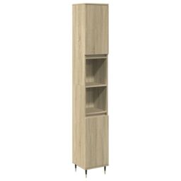 Berkfield Home Bathroom Cabinet Sonoma Oak 30x30x190cm Engineered Wood in Brown - Size: 30 x 30 x 190 cm - thumbnail 2