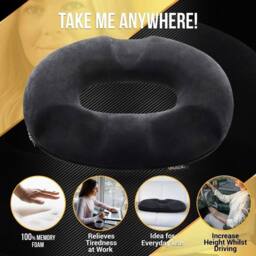 FLAVORA Orthopaedic Donut Ring Cushion Ergonomic Seat Cushion in Black - Size: 100 cm x 190 cm - thumbnail 3
