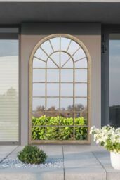 "MirrorOutlet Large Country Arch Garden Mirror 71""x 40"" (180x103cm) Sand Colour in Cream - Size: 1 Pack" - thumbnail 1
